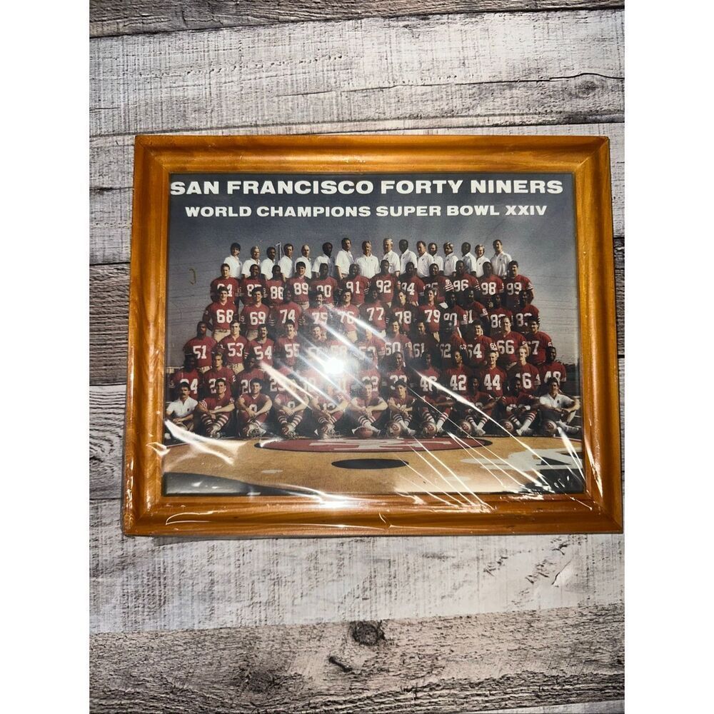 Vintage NFL San Francisco 49ers Super Bowl XXIV Champions Team Photo Framed